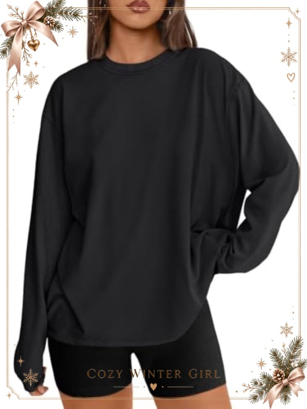 Women's Oversized Long Sleeve Crewneck T-Shirt Casual Loose Blouse